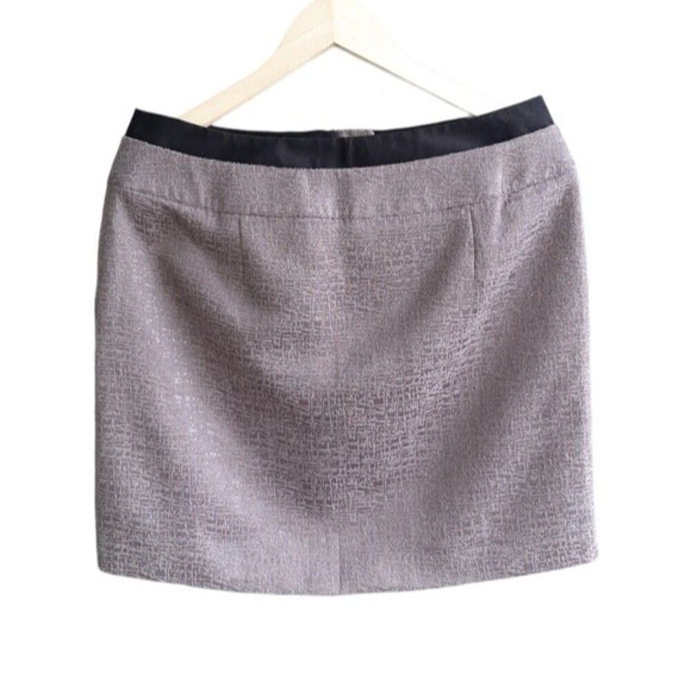 Loft Ann Taylor Mini Skirt With Pockets Metallic Brown Tones Zipper Size 8